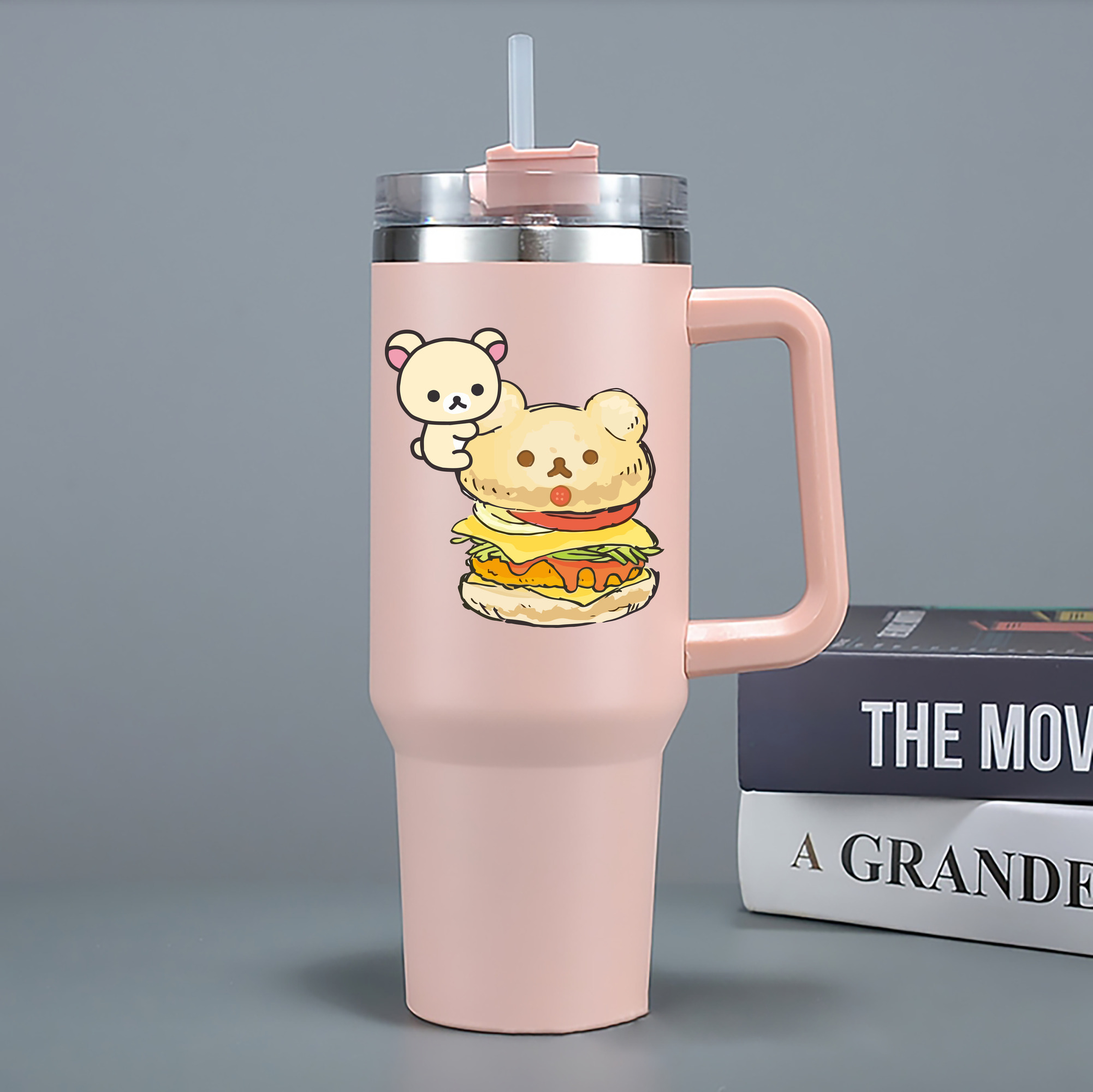 （画像用） リラックマ リラックマ キイロイトリ Rilakkuma Korilakkuma Kiiroitori 1200mL車用タンブラー - クリスタルステッカー（プラスチックストロー付き）